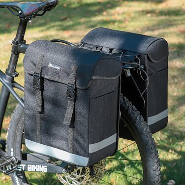 Велосипедна сумка на багажник West Biking 33L, водонепроникна, з регульованим кріпленням, відбивачами, чорна