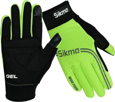 Велосипедні рукавички Sikma жовтого кольору, повний палець, з гелевою підкладкою, вітронепроникні, сумісні з сенсорними екранами, розмір L