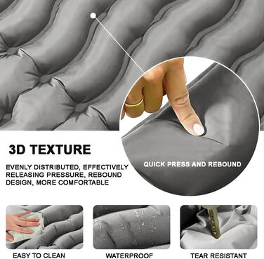 Килимок для кемпінгу YuanDiann 200x140 см на 2 особи, самонадувний, легкий, комфортний, з подушкою та насосом