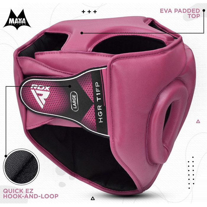 Шолом для боксу RDX з решіткою, Maya Hide шкіра, для MMA, кікбоксингу, муай тай, захист обличчя та носа, XL, рожевий