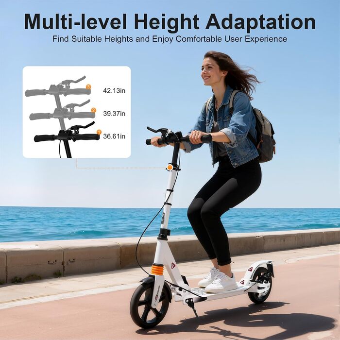 Міський самокат Cityroller: складний, з гальмом та амортизацією, регульована висота, для дорослих та дітей