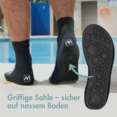 Водні шльопанці Splashies - Нековзкі дихаючі шльопанці з неопрену з міцною підошвою - Захист від гострих предметів для комфортного ходіння на пляжі - Унісекс, Чорний, 44/45 EU