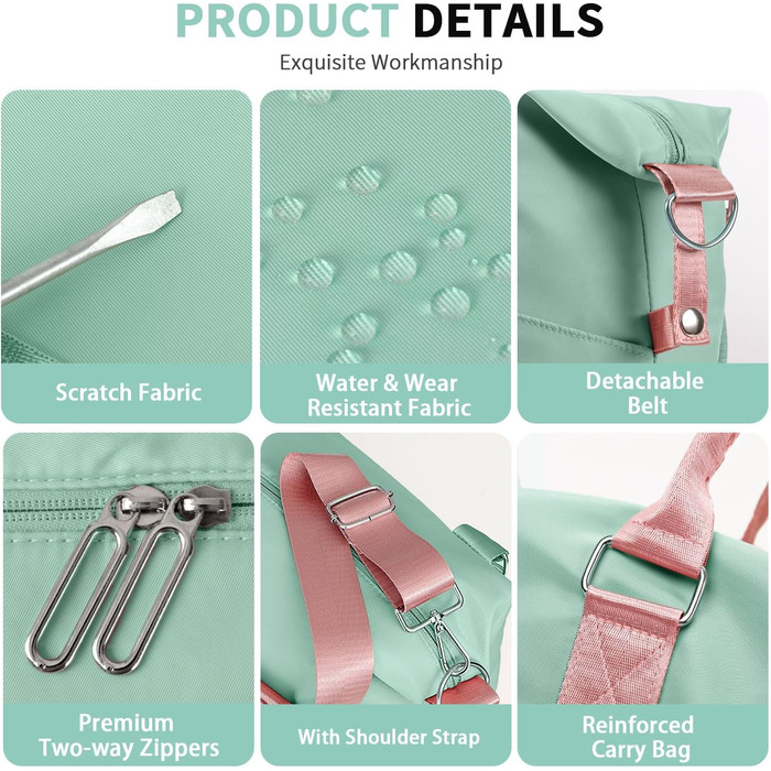 Спортивна сумка Daen: водонепроникна дорожня сумка-мішок для фітнесу та подорожей (синій, зелено-рожевий, M)