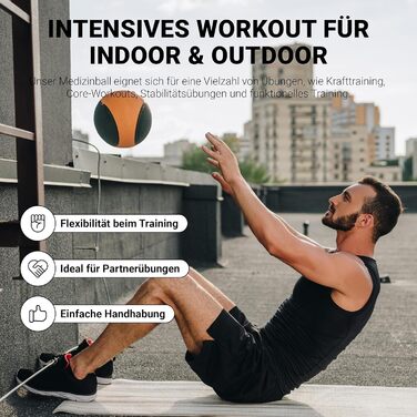 М'яч для фітнесу MSports 2-10 кг - професійний, для залу, з постер-інструкцією, оранжевий