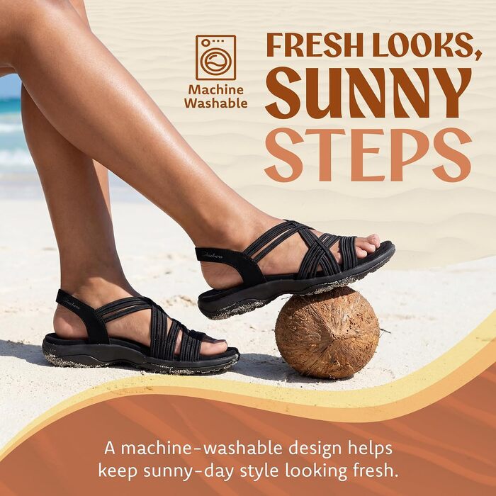 Жіночі спортивні сандалії Skechers Reggae Slim - Simply Stretchy Hands Free Slip-ins, чорні, розмір 40 EU