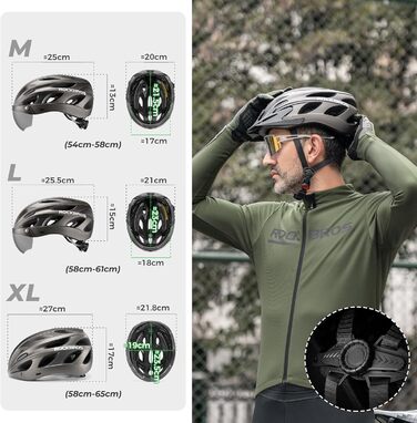 Шолом ROCKBROS для велосипеда: шолом для шосе, MTB, міський, зйомний візор, 58-61 см/58-65 см
