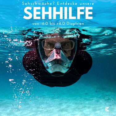 Маска для снорклінгу Khroom Seaview Pro для дорослих, повнолицьова, біла (L/XL) - безпечна CO2 захист