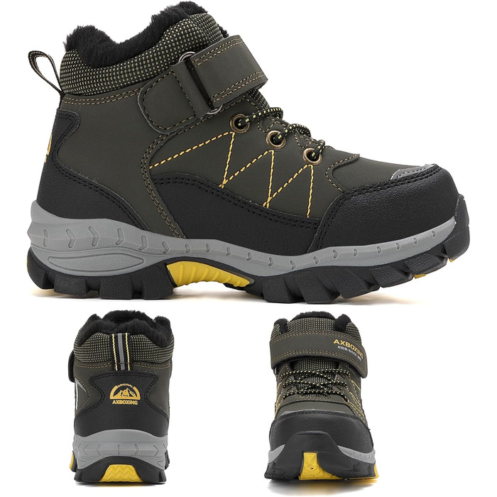 Зимові черевики для дітей TARELO, непромокаючі зимові чоботи, черевики для хлопчиків та дівчаток, утеплені трекінгові черевики 32-39 (Зелений, 39 EU)