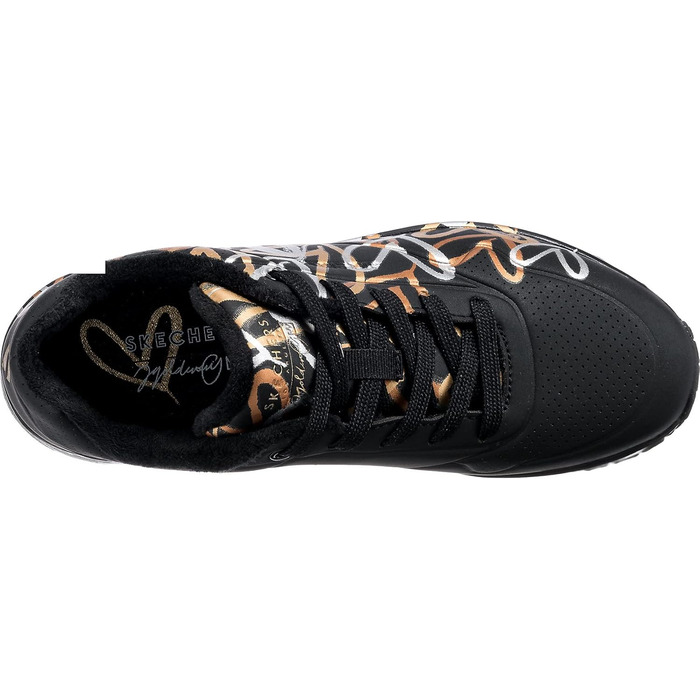 Кросівки жіночі Skechers UNO 2 - Floating Love, чорно-багатокольорові, 38 EU, з принтом серця Durabuck