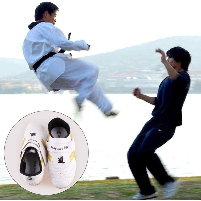 Взуття для Таеквондо Wakects: спортивні кросівки для Кунг-Фу, Тай-Чи, Таеквондо. Дитяче та доросле. Білий колір.