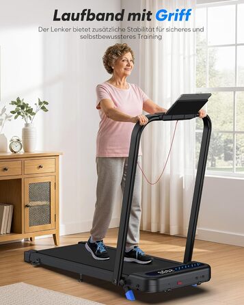 Тренажер для дому 2-в-1 Laufband Klappbar зі складним механізмом, нахилом, LED-дисплеєм, потужністю 3.0PS, для дому та офісу, до 145 кг, без встановлення, чорний