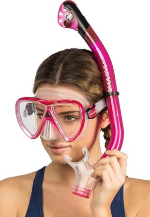 Комплект маски та трубки Cressi Bonete Pro Dry S/M рожевий прозорий - для фрідайвінгу та снорклінгу