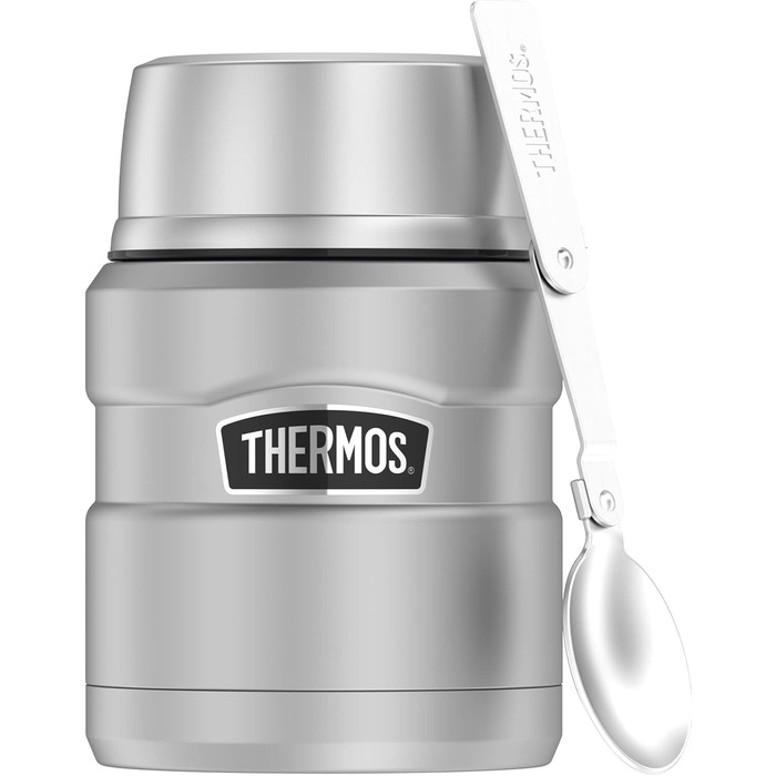 Термос та харчовий контейнер Thermos Stainless King 0,47 л, нержавіюча сталь, тримає тепло/холод до 12/24 годин, з ложкою