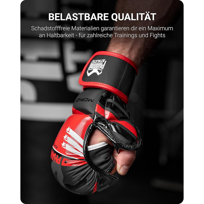 Боксерські рукавички Phantom Apex | Професійні рукавички для спарингу, бою, боксу, фріфайту (Raider - Чорний/Червоний, L-XL)