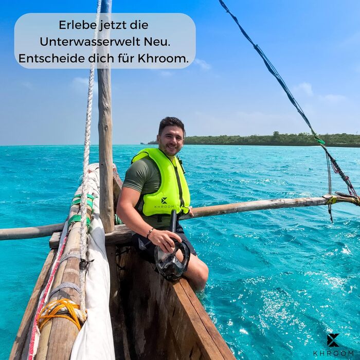 Khroom маска для снорклінгу для дорослих і дітей Seaview Y, CO2-безпечна, повнолицева маска для плавання, альтернатива комплекту для снорклінгу, розмір XS (діти 90-130 см), біла