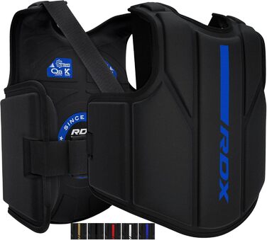 Захист для тіла RDX з Maya Hide шкіри, блакитний, універсальний розмір S/M, для кікбоксингу, MMA, муай-тай, боксу, тренувань вдома і в залі, регульований, преміум-якість