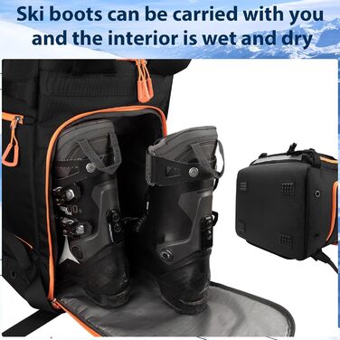 Чорний рюкзак для лиж та сноуборду HP з відділенням для шолома, 70L