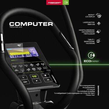 Еліптичний тренажер-ергометр Christopeit Sport Eco 2000 з генератором, USB, підтримкою Kinomap