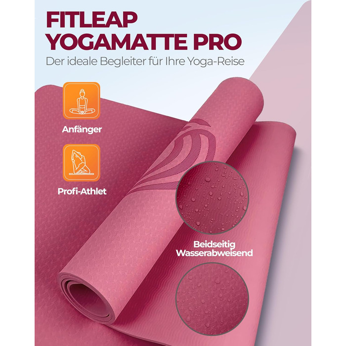Fitleap Йога-мат Pro з екологічного TPE, нековзкий, гіпоалергенний, безпечний фітнес-мат для йоги, пілатесу та гімнастики
