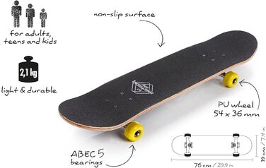 Дитячий дерев'яний скейтборд Meteor Mini Cruiser з ретро дизайном, колеса для хлопчиків та дівчаток