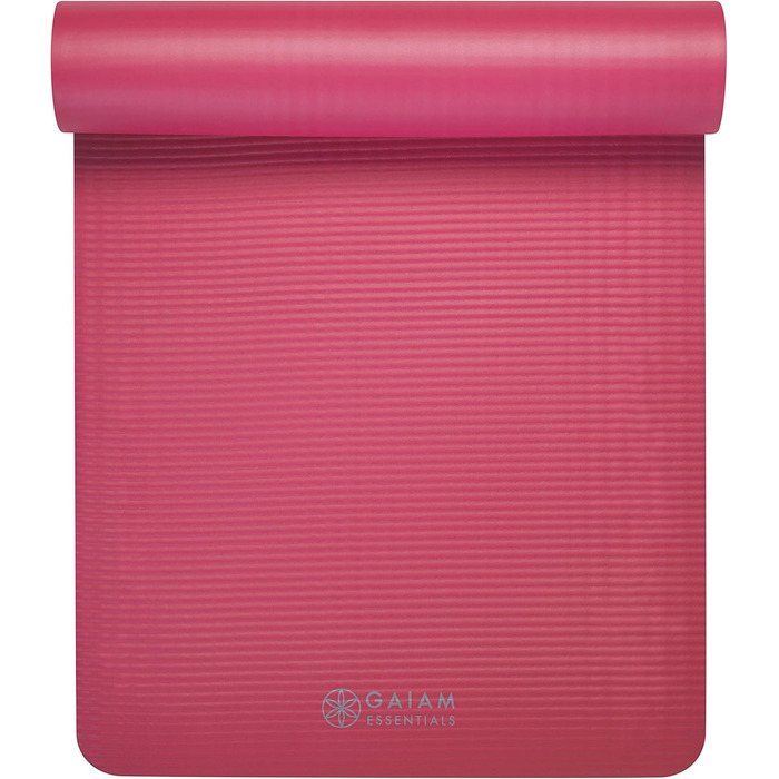 Yogamat Gaiam Essentials товстий (1 см) рожевий 183x61 см з ременем для зручного транспортування - килимок для йоги та фітнесу