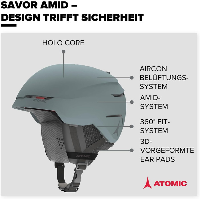 Гірськолижний шолом Atomic Savor Amid для дорослих, унісекс, 360° підгонка, максимальний захист, вентиляція Aircon