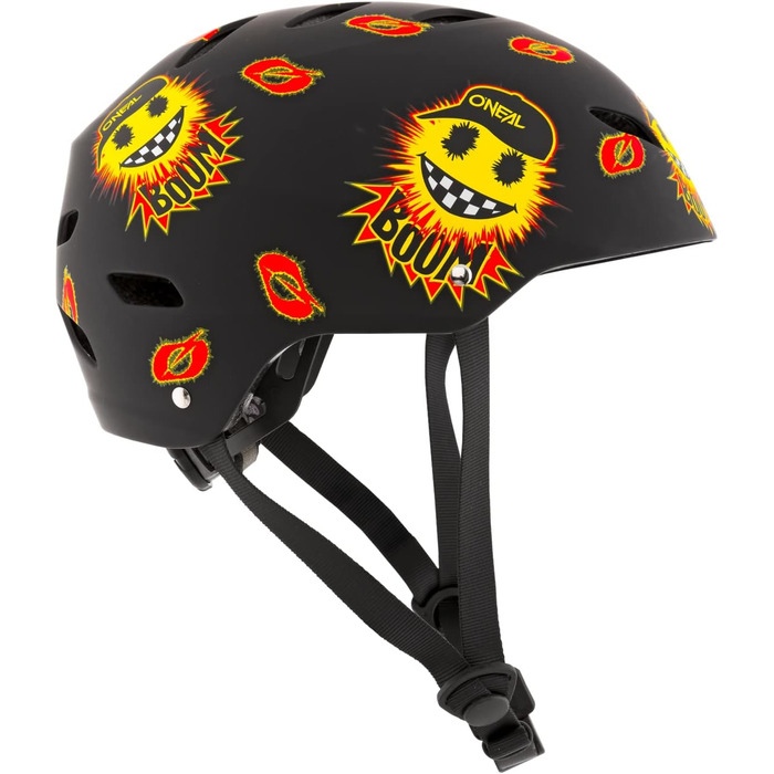 Дитячий шолом для маунтенбайку O'NEAL Dirt Lid Emoji, чорний/жовтий, ABS, магнітна застібка, вентиляція, S
