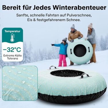Надувний сніговий санки SereneLife – XXL, 122 см, для дітей та дорослих, з антиковзним дном та тросом.