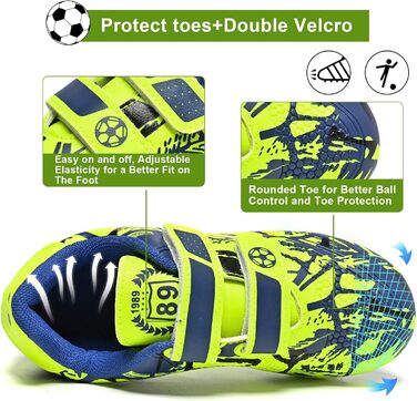 Дитячі футбольні бутси Unisex, дихаючі, для хлопчиків та дівчаток, легкі, з антиковзаючою підошвою, розміри 28-37 (34 EU), блакитний/зелений