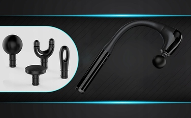 Перкусійний масажер: ергономічна ручка 120°, 5 рівнів швидкості, 4 змінні насадки