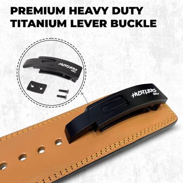 Пояс для важкої атлетики Husters з ременем, шкіряний, для пауерліфтингу, бодібілдингу, кросфіту, тренувань. Підтримка спини, 10 мм, для чоловіків та жінок (L, коричневий)