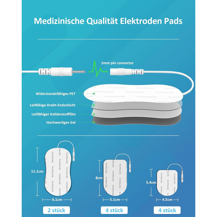 Апарат TENS/EMS Comfytemp K6106 з 4 каналами та 8 електродами для терапії болю та масажу