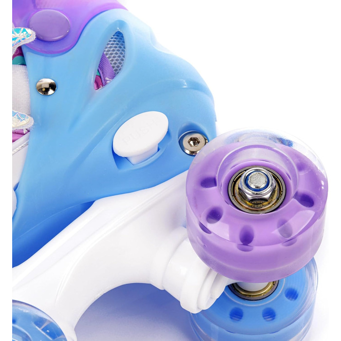 Дитячі ролики Kinder з LED-підсвіткою та регульованим розміром – ретро ролики для підлітків – багатокольорові диско ролики, рожево-фіолетові Quad Skates (30-33)