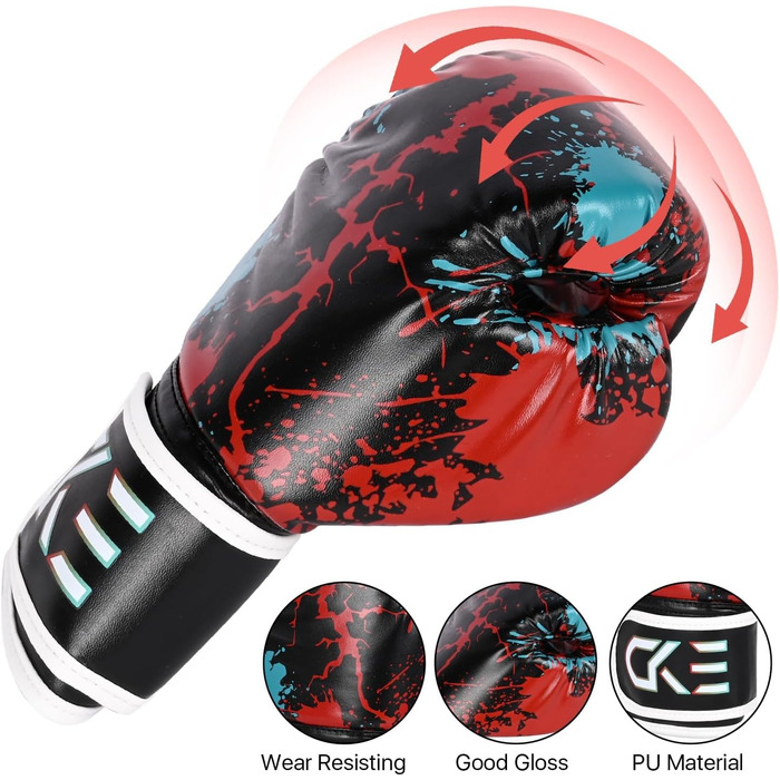 Боксерські рукавички для дітей CKE, 5-12 років, для тренувань, бокс, кікбоксинг, муай-тай, зелені (червоно-чорні)