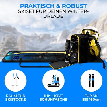 Набір для сноуборду STYNGARD: сумка для сноуборда (120-160 см) та сумка для черевиків з відділенням для шолома (40 л) з вентиляційними гратами, модель St. Moritz (чорний-жовтий)