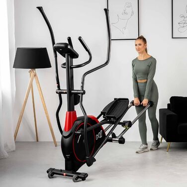 Еліптичний тренажер Hop-Sport HS-095CF з підкладкою, 30 кг маховик, максимальна вага користувача 135 кг, чорний