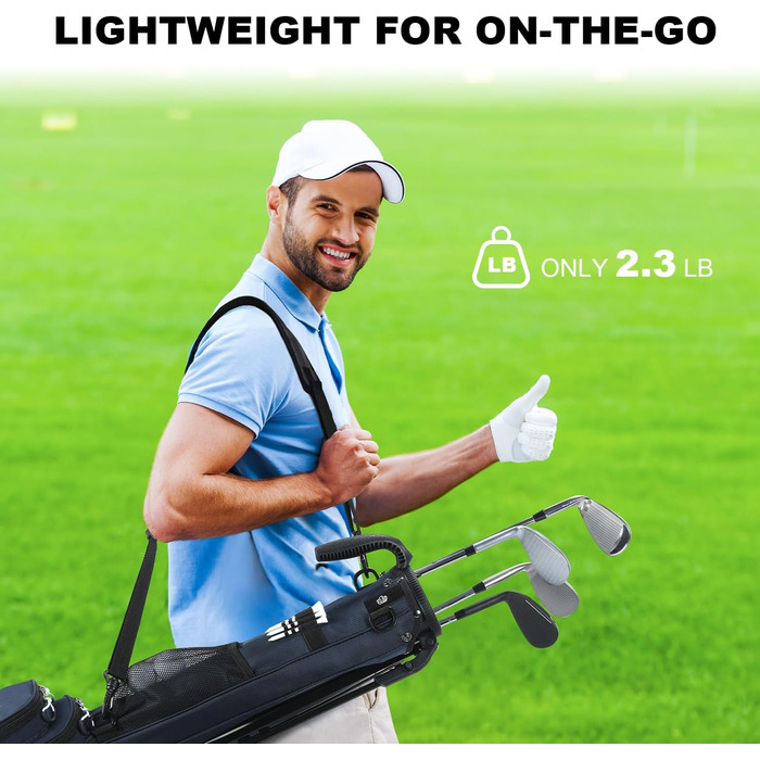 Гольф-сумка MAZEL з роздільником на 2 способи, 2 кишені, регульовані плечові ремені, високоякісний нейлон 900D, легкий матеріал, гольф-сумка-олівець для чоловіків та жінок (темно-синій)