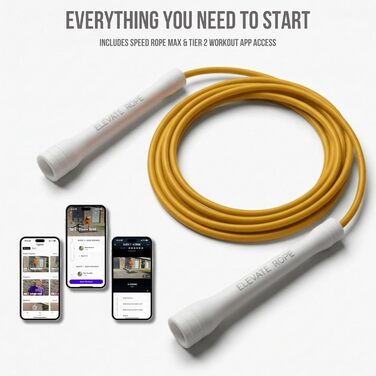 Професійна скакалка Elevate Speed Rope MAX з міцного ПВХ з нейлоновим сердечником, 5 мм, довжина до 3 м, золоті ручки