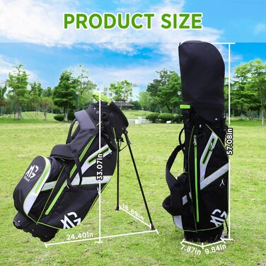 Легка сумка для гольфу на штативі з 8-камерною підкладкою для чоловіків та жінок, преміум сумка для гольфу з дощовим чохлом, кишенькою для охолодження та набором аксесуарів для гольфу, чорна