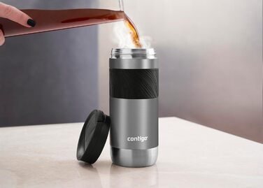 Термокухоль Contigo Byron Snapseal 470 мл, нержавіюча сталь, темно-сталевий колір - ізольований термос для напоїв, 100% герметичний, без BPA