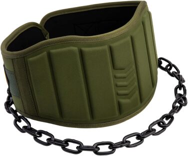 Пояс для підтягувань з ланцюгом та карабінами, вантажний пояс для важкої атлетики, тренувань у залі та вдома, зелений