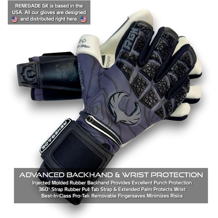 Воротарські рукавички Renegade GK Limited Edition Rogue з захистом пальців (розміри 6-11, рівень 4+). Giga Grip 4+3мм | Для чоловіків, жінок, підлітків, дітей