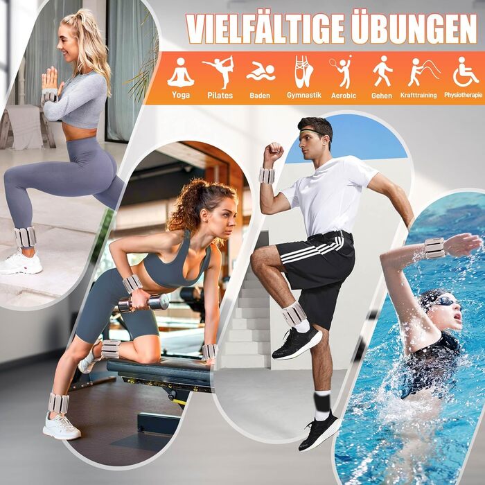 Важкі манжети для ніг BECOJADDE 0.45/0.9 кг - набір 2 шт. для тренувань ніг та рук. Підходять для бігу, кардіо, аеробіки та силових вправ.