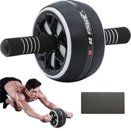 AB-Roller для пресу Bauchtrainingsrad: коліщатко для фітнесу з наколінниками, 30.5 см, чорний