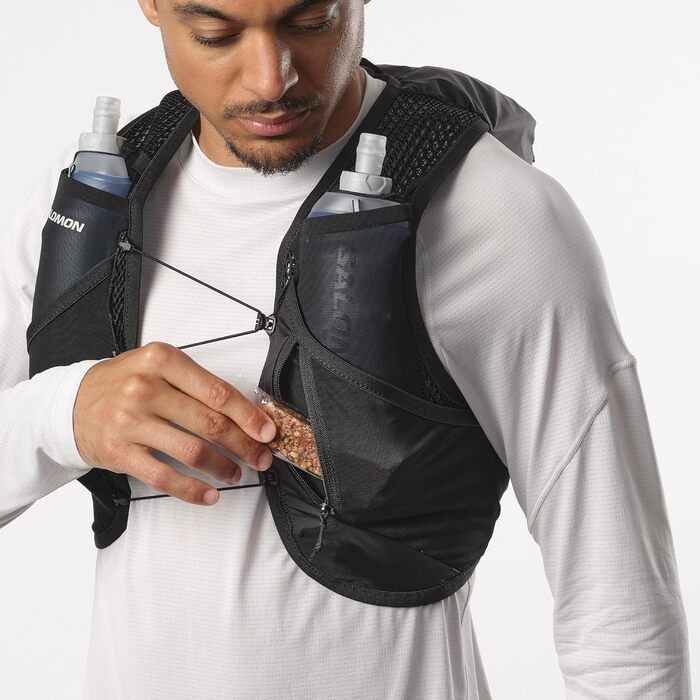 Гідратаційний жилет Salomon Active Skin 8 для бігу, трекінгу та MTB, унісекс, з пляшками, розмір S, чорний