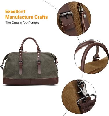 Спортивна сумка-дорожня FANDARE для подорожей та кемпінгу, багатофункціональна сумка-вікенд з канвасу, армійський зелений