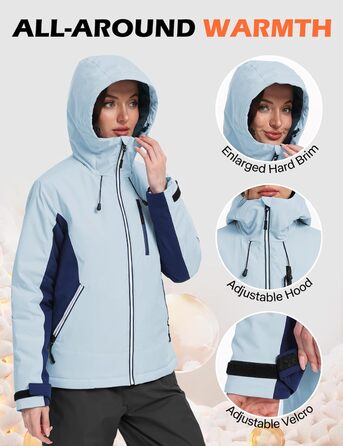 GEYSE Daen: Водонепроникна зимова куртка для сноубордингу та лижного спорту. Тепла куртка з капюшоном, кольори: фіолетовий, помаранчево-фіолетовий, блакитний та темно-синій. Розмір L.