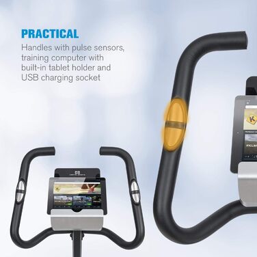 Велотренажер Capital Sports Evo Heimtrainer Bluetooth, магнітний, 32 рівня, ергометр, тримач для планшета, пульсометр, додаток, чорний