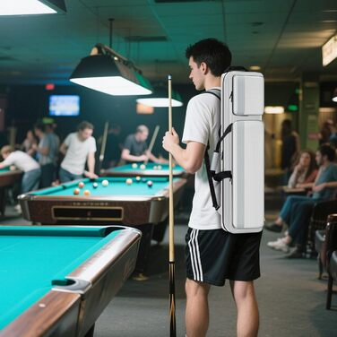 Чохол для більярдних київ Billardstocktasche: м'який, з декількома кишенями для 4 руків'їв та 5 концов, з рюкзак-лямками (сірий)