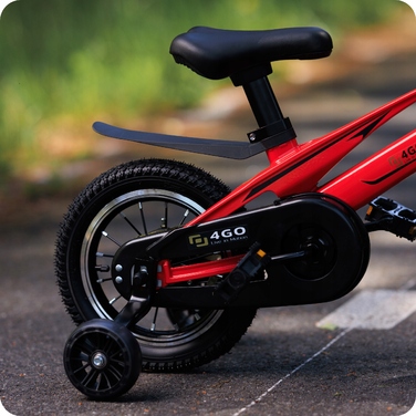 Дитячий велосипед 16 дюймів із бічними колесами, червоний